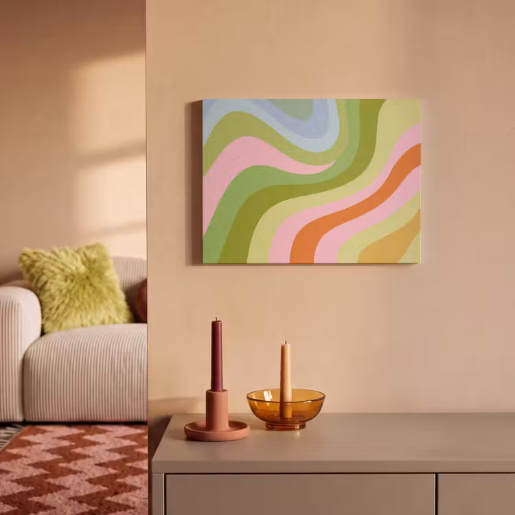Akoestisch schilderij - Lijnen - Pasteltinten - Golvend — 2