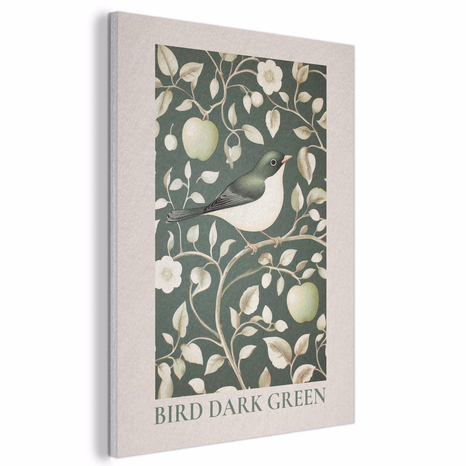 Akoestisch schilderij - Groen - Vogel - Bloemen — 1