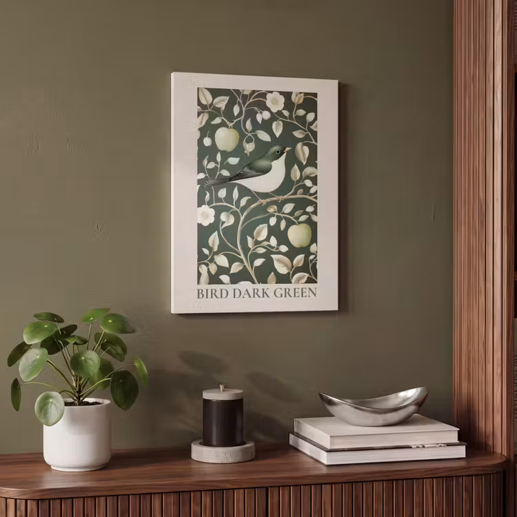 Akoestisch schilderij - Groen - Vogel - Bloemen — 4
