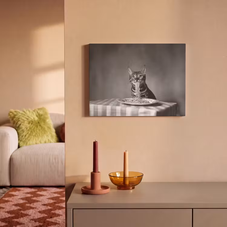 Akoestisch schilderij - Bengaal - Kat - Tafelkleed - Zwart - Wit - Dier — 2
