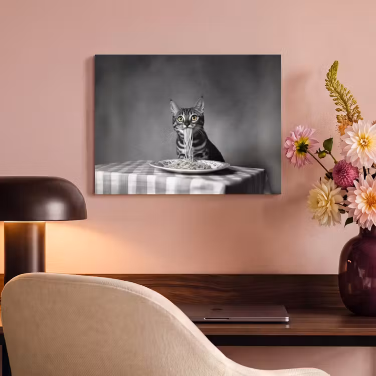 Akoestisch schilderij - Bengaal - Kat - Tafelkleed - Zwart - Wit - Dier — 4