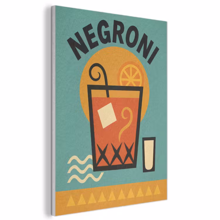 Akoestisch schilderij - Cocktail - Negroni - Art - Sinaasappel — 1