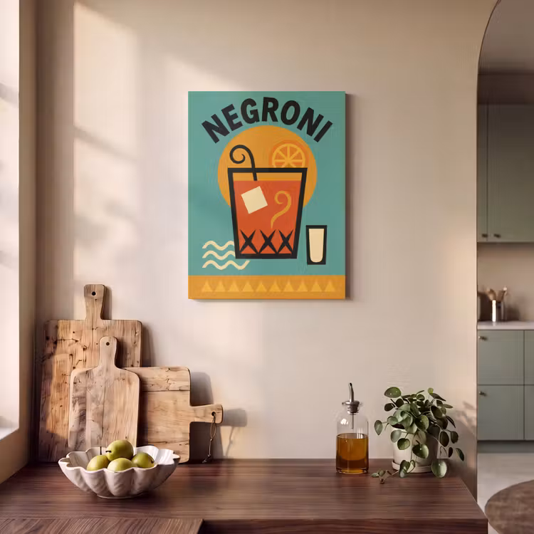 Akoestisch schilderij - Cocktail - Negroni - Art - Sinaasappel — 3