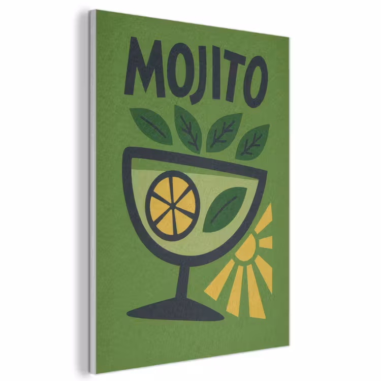 Akoestisch schilderij - Mojito - Cocktail - Citroen - Groen — 1