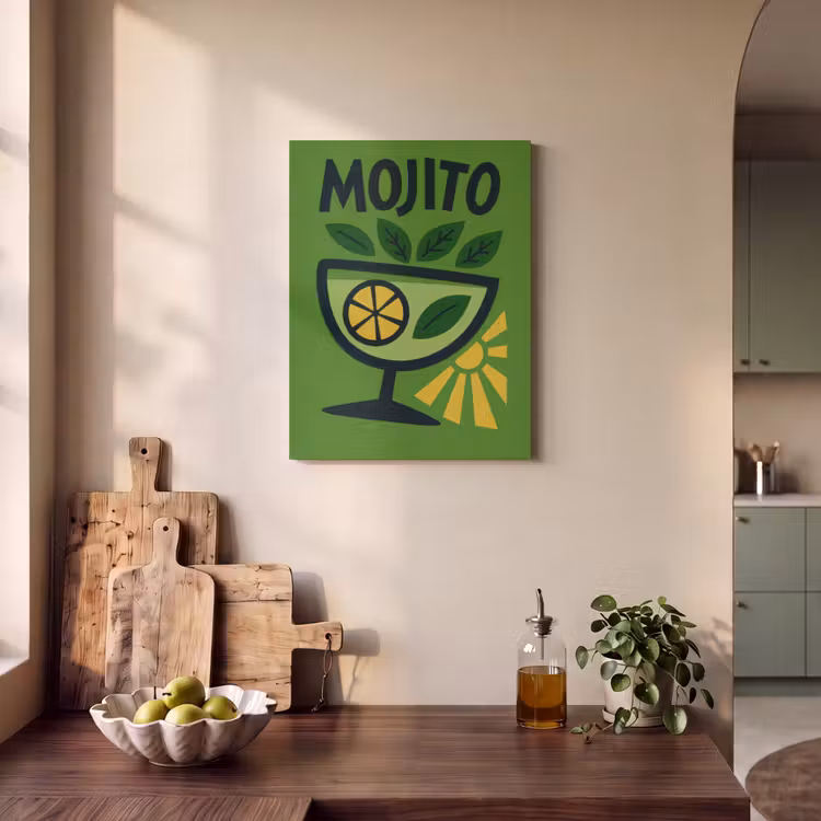 Akoestisch schilderij - Mojito - Cocktail - Citroen - Groen — 3