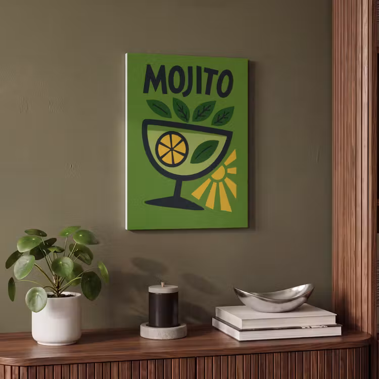 Akoestisch schilderij - Mojito - Cocktail - Citroen - Groen — 4