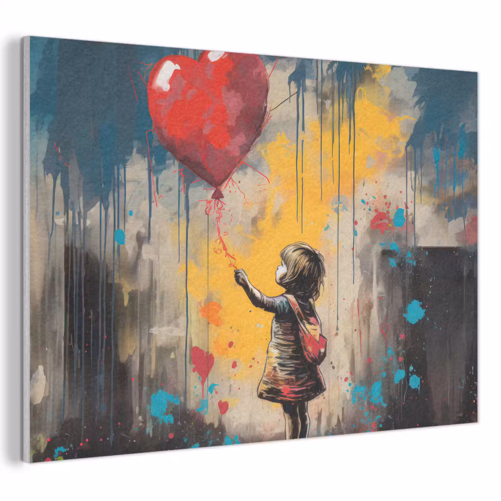 Akoestisch schilderij - Meisje - Ballon - Hart - Graffiti — 1