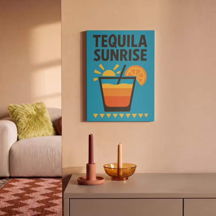 Akoestisch schilderij - Illustratie - Tequila - Glas - Blauw — 2