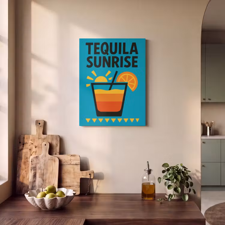 Akoestisch schilderij - Illustratie - Tequila - Glas - Blauw — 3