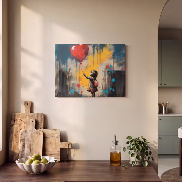 Akoestisch schilderij - Meisje - Ballon - Hart - Graffiti — 3