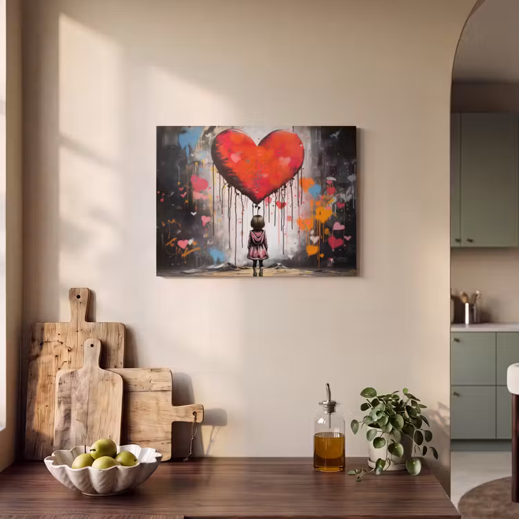 Akoestisch schilderij - Meisje - Hart - Graffiti - Kunst - Kleuren - Rood — 3