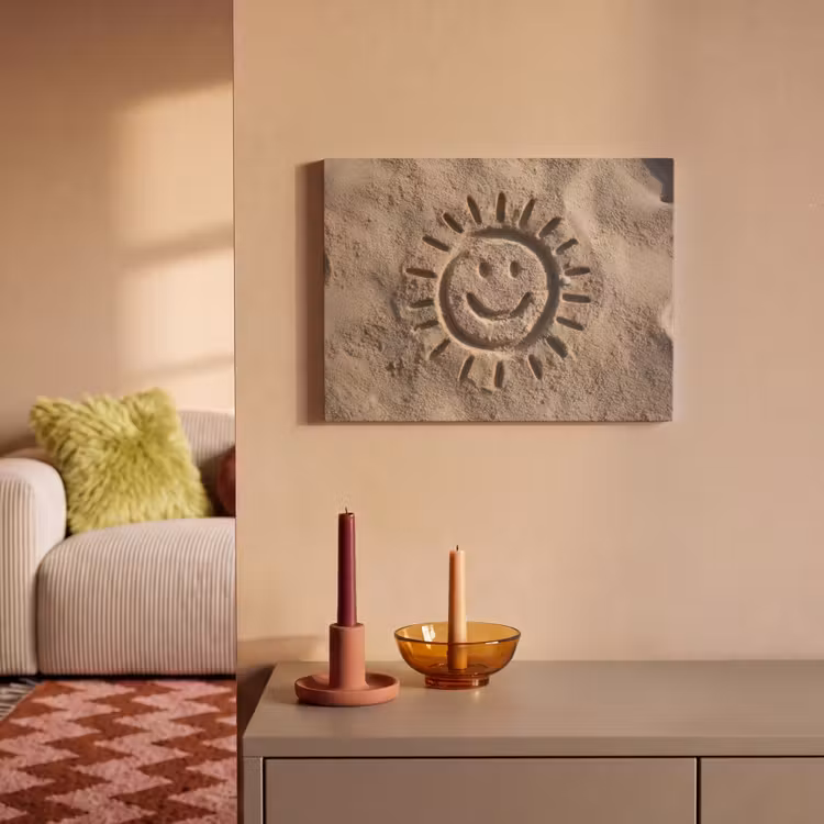 Akoestisch schilderij - Gezichtje - Zon - Zand - Getekend — 2