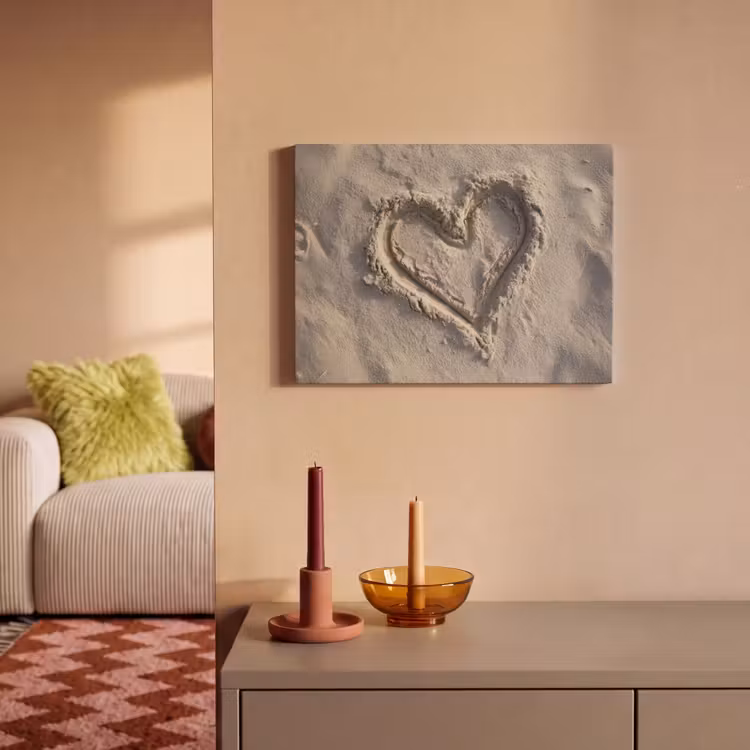 Akoestisch schilderij - Hartvorm - Getekend - Beige - Zand — 2