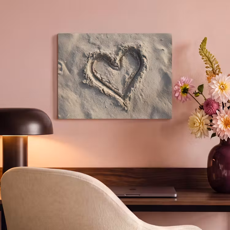 Akoestisch schilderij - Hartvorm - Getekend - Beige - Zand — 4