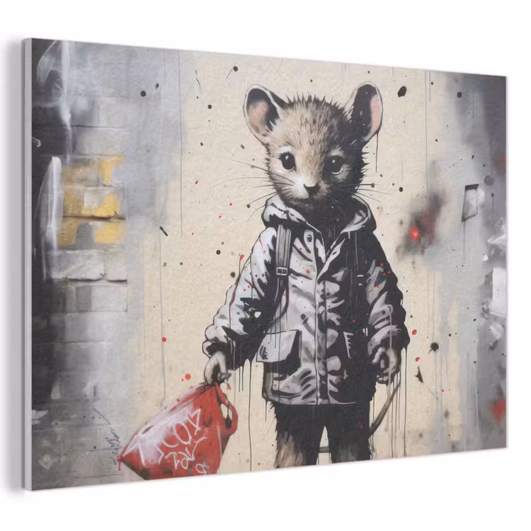 Akoestisch schilderij - Muisje - Rood - Graffiti — 1