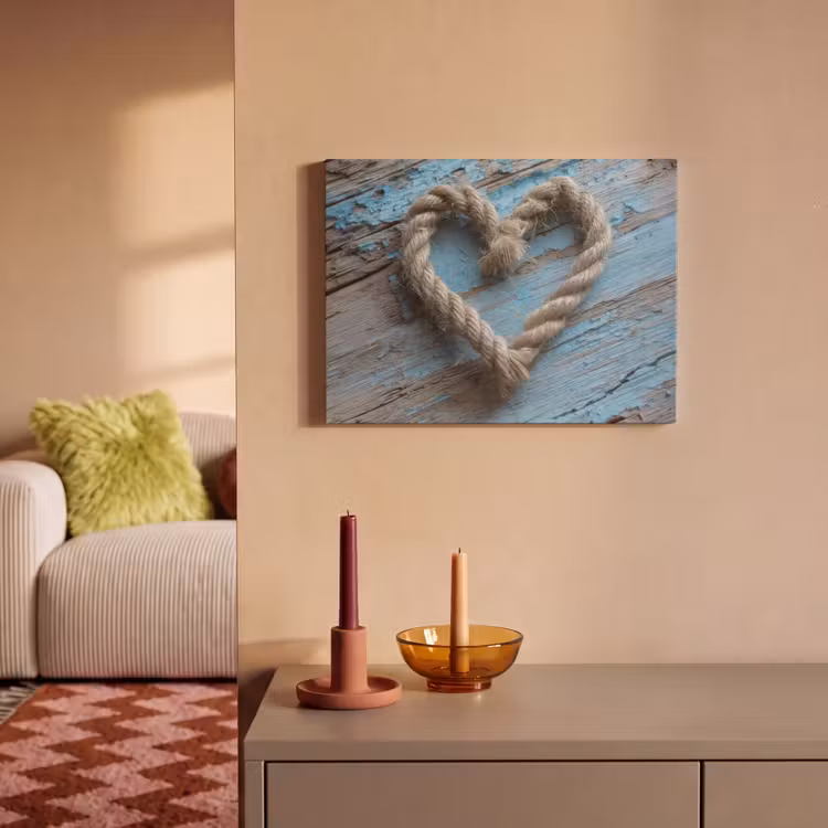 Akoestisch schilderij - Hart - Touw - Hout - Rustiek — 2