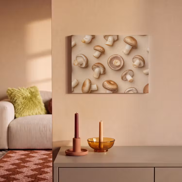 Akoestisch schilderij - Kastanje Champignons - Beige — 2