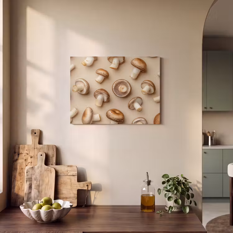 Akoestisch schilderij - Kastanje Champignons - Beige — 3