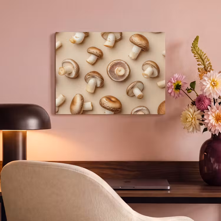 Akoestisch schilderij - Kastanje Champignons - Beige — 4