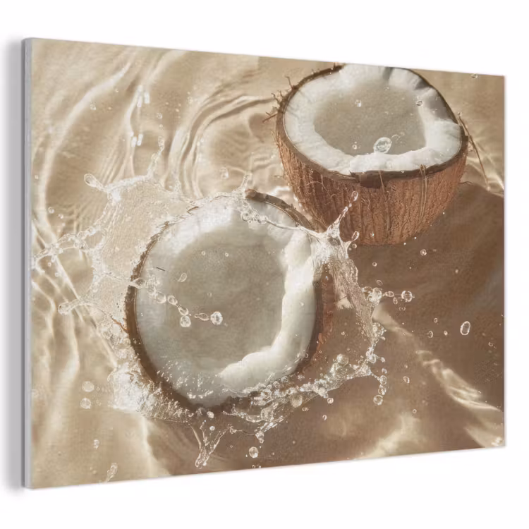 Akoestisch schilderij - Kokosnoot - Water - Beige - Spetters — 1