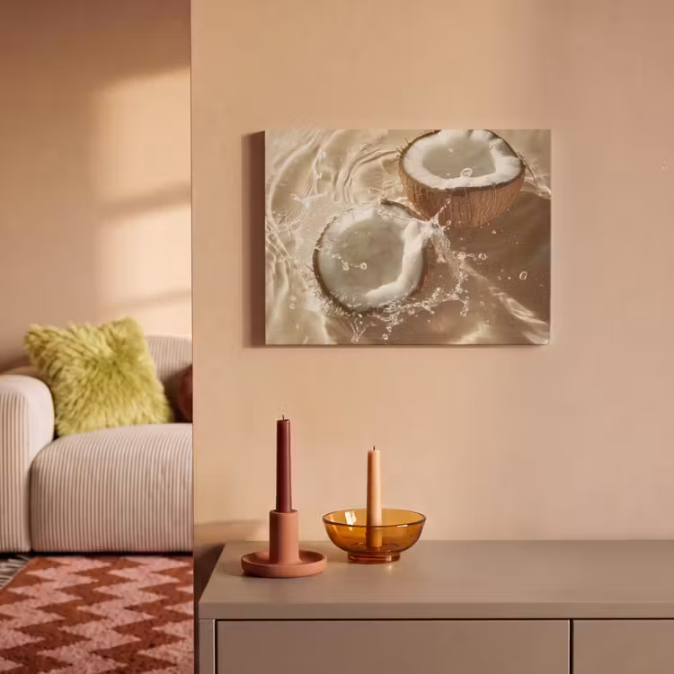 Akoestisch schilderij - Kokosnoot - Water - Beige - Spetters — 2