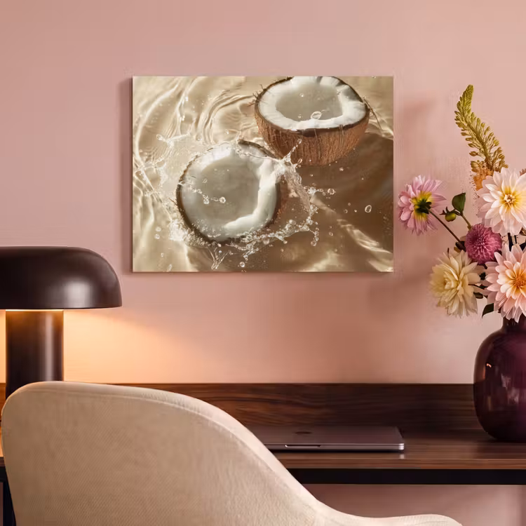 Akoestisch schilderij - Kokosnoot - Water - Beige - Spetters — 4