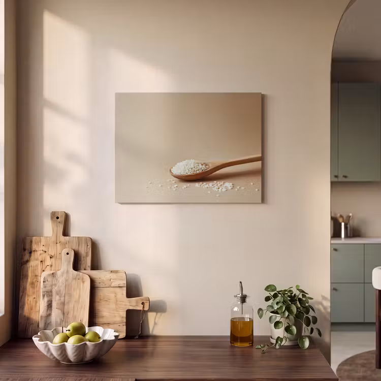 Akoestisch schilderij - Lepel - Rijst - Hout - Beige — 3