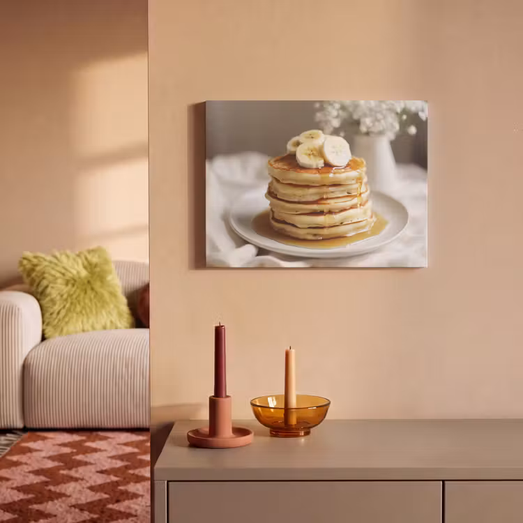 Akoestisch schilderij - Pannenkoeken - Banaan - Siroop - Wit - Beige — 2