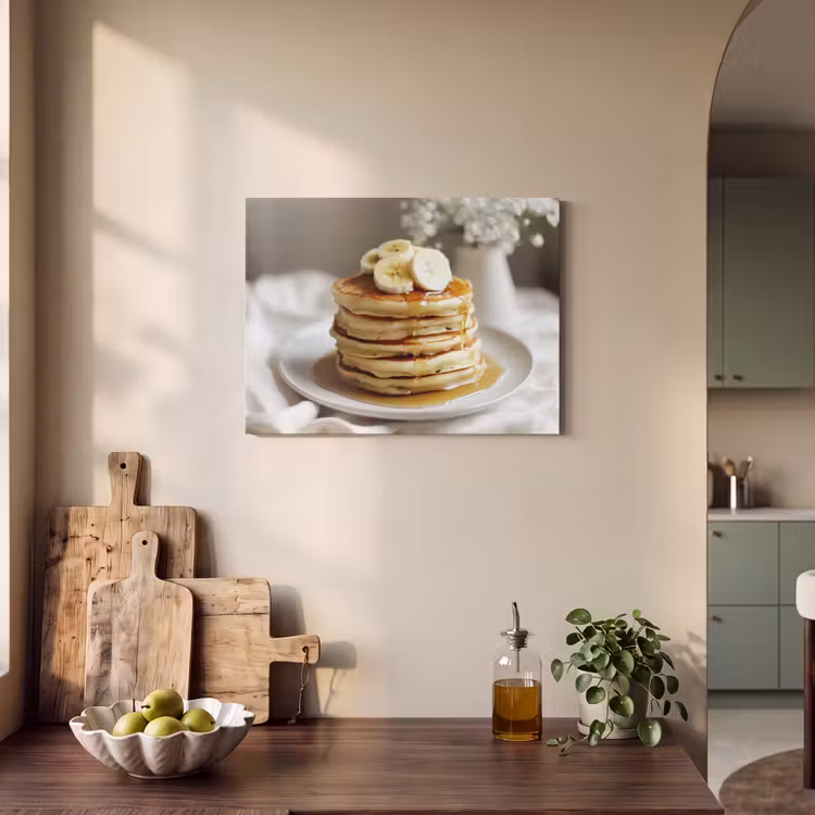 Akoestisch schilderij - Pannenkoeken - Banaan - Siroop - Wit - Beige — 3