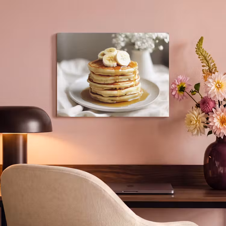 Akoestisch schilderij - Pannenkoeken - Banaan - Siroop - Wit - Beige — 4