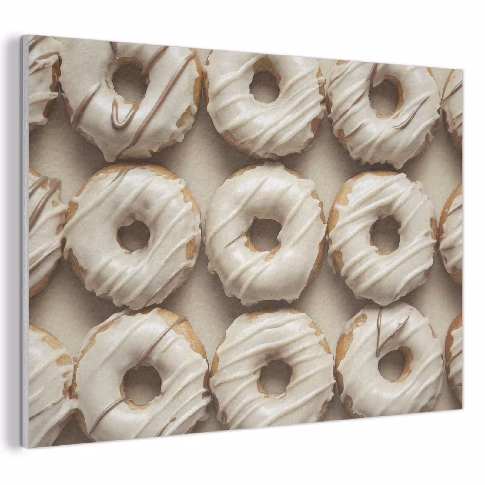 Akoestisch schilderij - Donuts - Chocolade - Wit - Beige — 1