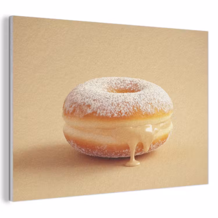 Akoestisch schilderij - Donut - Romig - Poedersuiker - Beige — 1