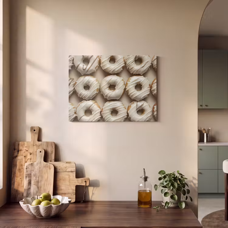 Akoestisch schilderij - Donuts - Chocolade - Wit - Beige — 3