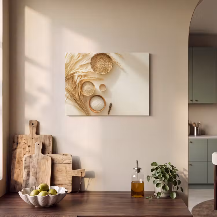 Akoestisch schilderij - Granen - Hout - Kom - Beige — 3