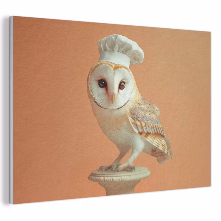 Akoestisch schilderij - Kerkuil - Koksmuts - Oranje - Vogel — 1