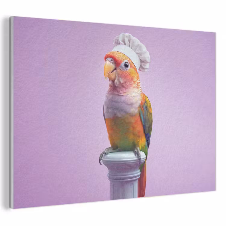 Akoestisch schilderij - Papegaai - Koksmuts - Pilaar - Vogel — 1