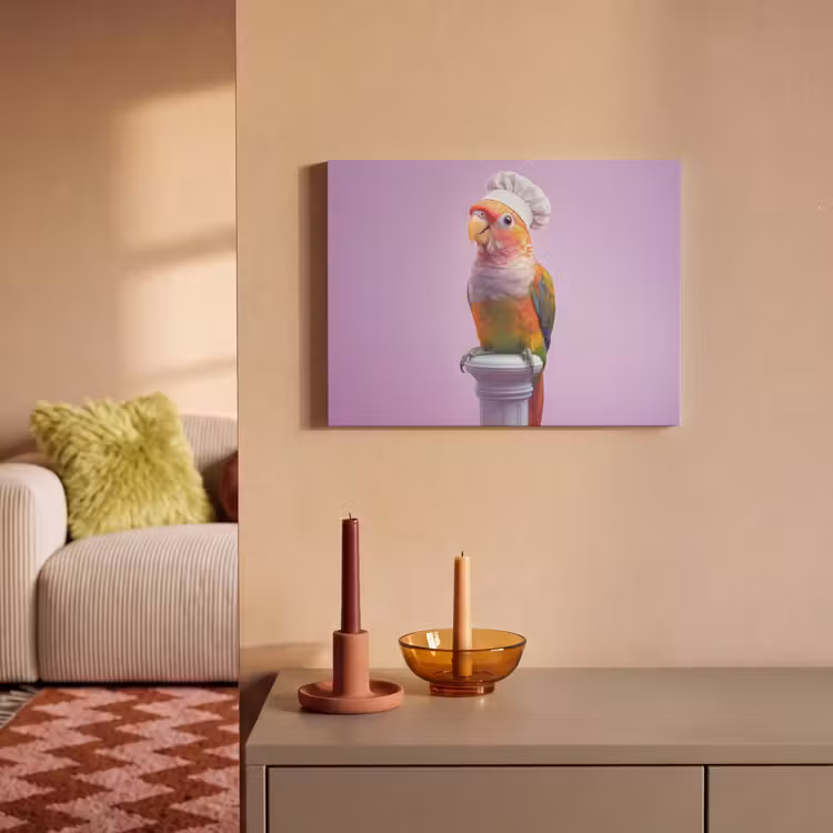 Akoestisch schilderij - Papegaai - Koksmuts - Pilaar - Vogel — 2