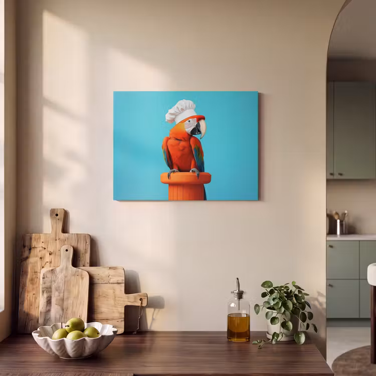 Akoestisch schilderij - Ara - Koksmuts - Sokkel - Grappig — 3