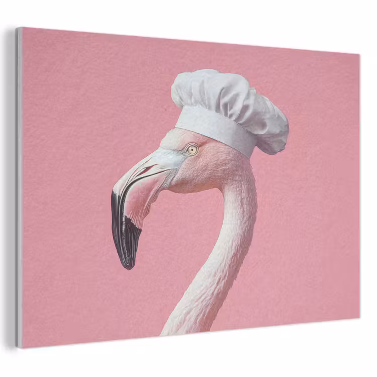 Akoestisch schilderij - Flamingo - Roze - Koksmuts - Vogel — 1