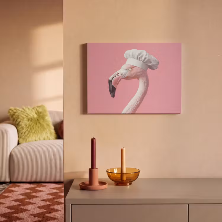 Akoestisch schilderij - Flamingo - Roze - Koksmuts - Vogel — 2