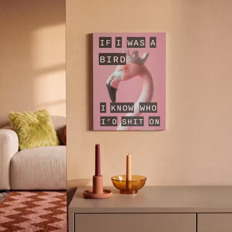 Akoestisch schilderij - Flamingo - Roze - Vogel - Decoratie — 2