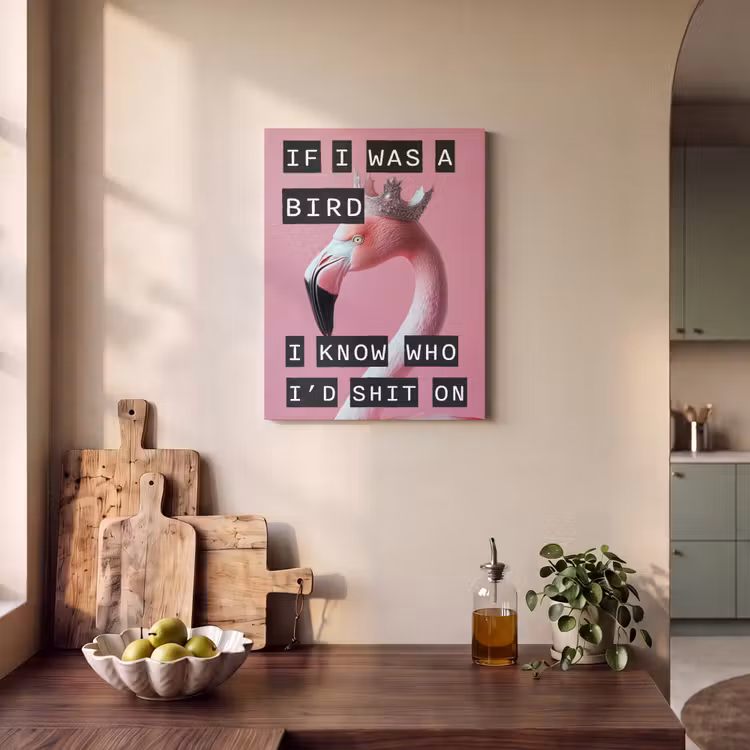 Akoestisch schilderij - Flamingo - Roze - Vogel - Decoratie — 3