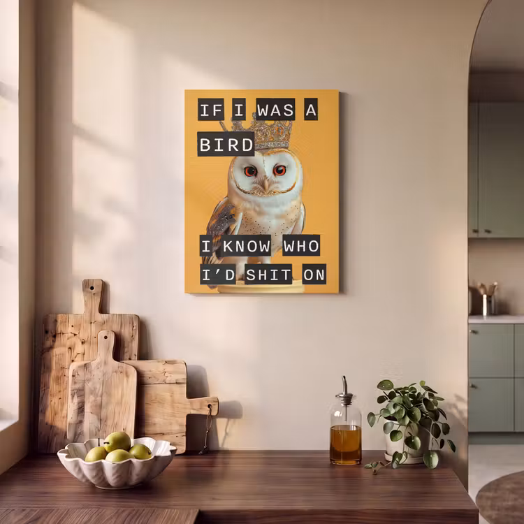 Akoestisch schilderij - Geel - Uil - Vogel - Decoratie — 3