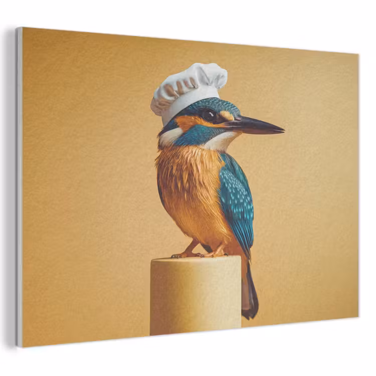 Akoestisch schilderij - Ijsvogel - Pilaar - Koksmuts - Vogel — 1