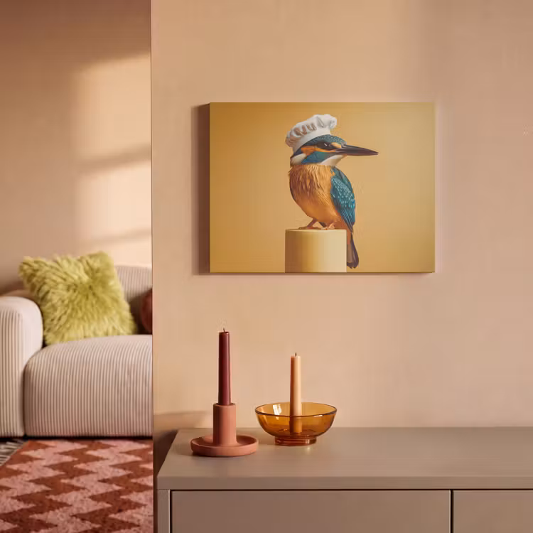 Akoestisch schilderij - Ijsvogel - Pilaar - Koksmuts - Vogel — 2
