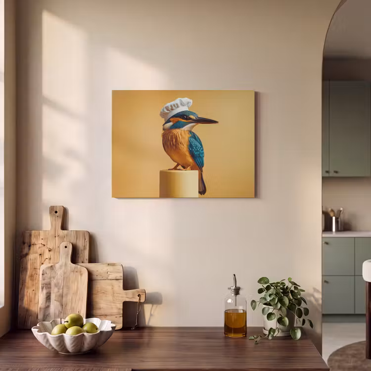 Akoestisch schilderij - Ijsvogel - Pilaar - Koksmuts - Vogel — 3