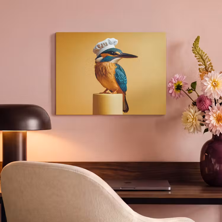 Akoestisch schilderij - Ijsvogel - Pilaar - Koksmuts - Vogel — 4