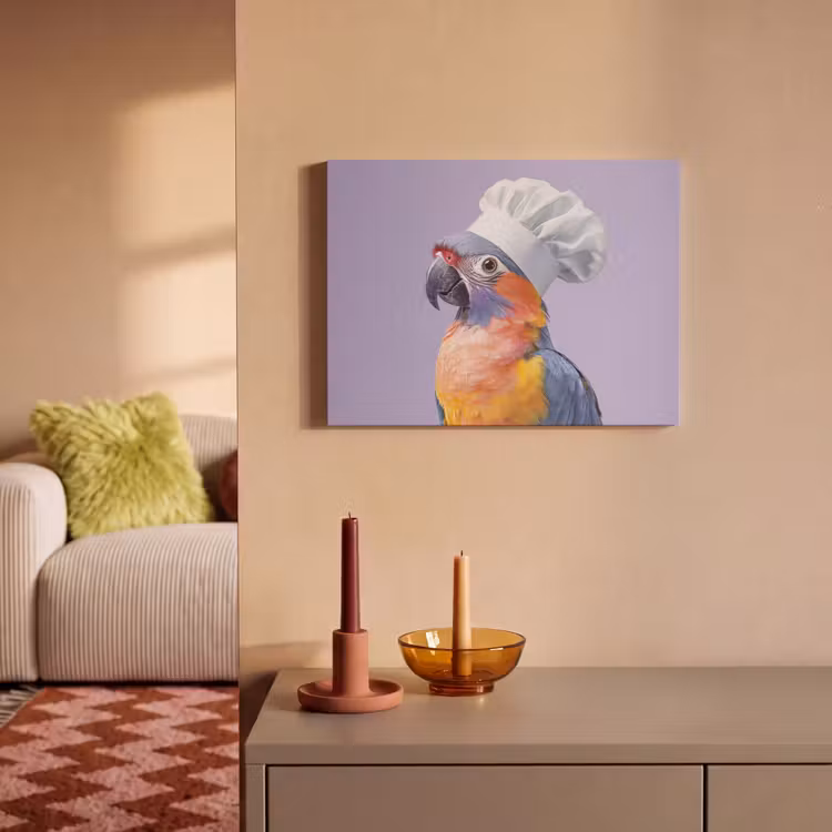 Akoestisch schilderij - Papegaai - Koksmuts - Paars - Cute — 2