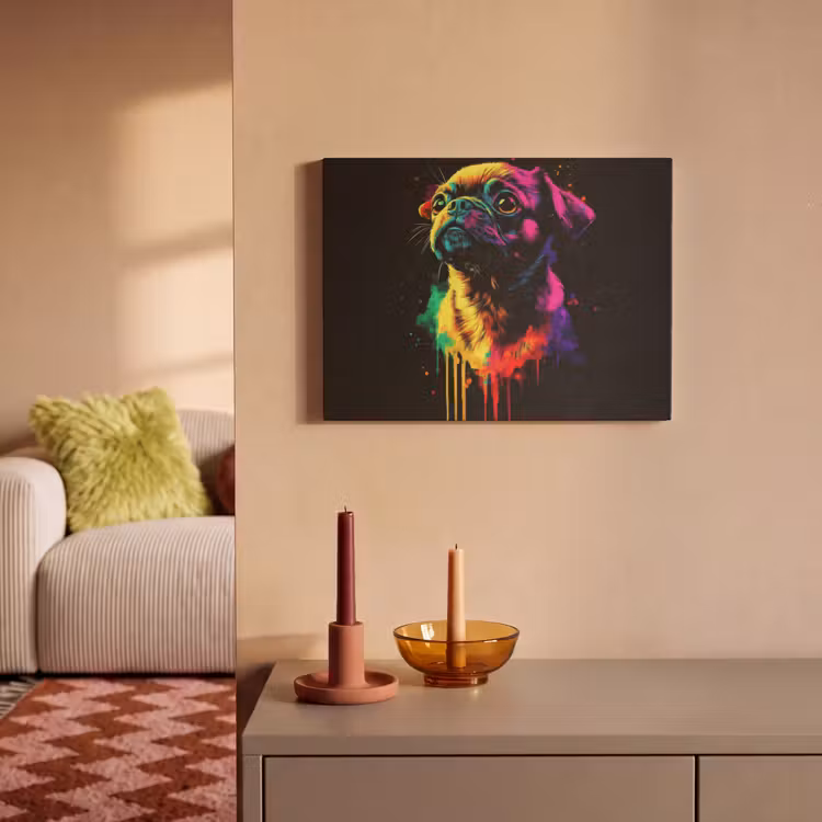 Akoestisch schilderij - Puck - Hond - Verf - Kleuren — 2