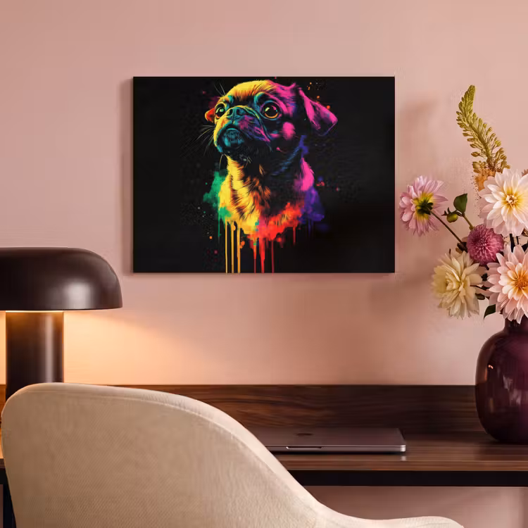 Akoestisch schilderij - Puck - Hond - Verf - Kleuren — 4